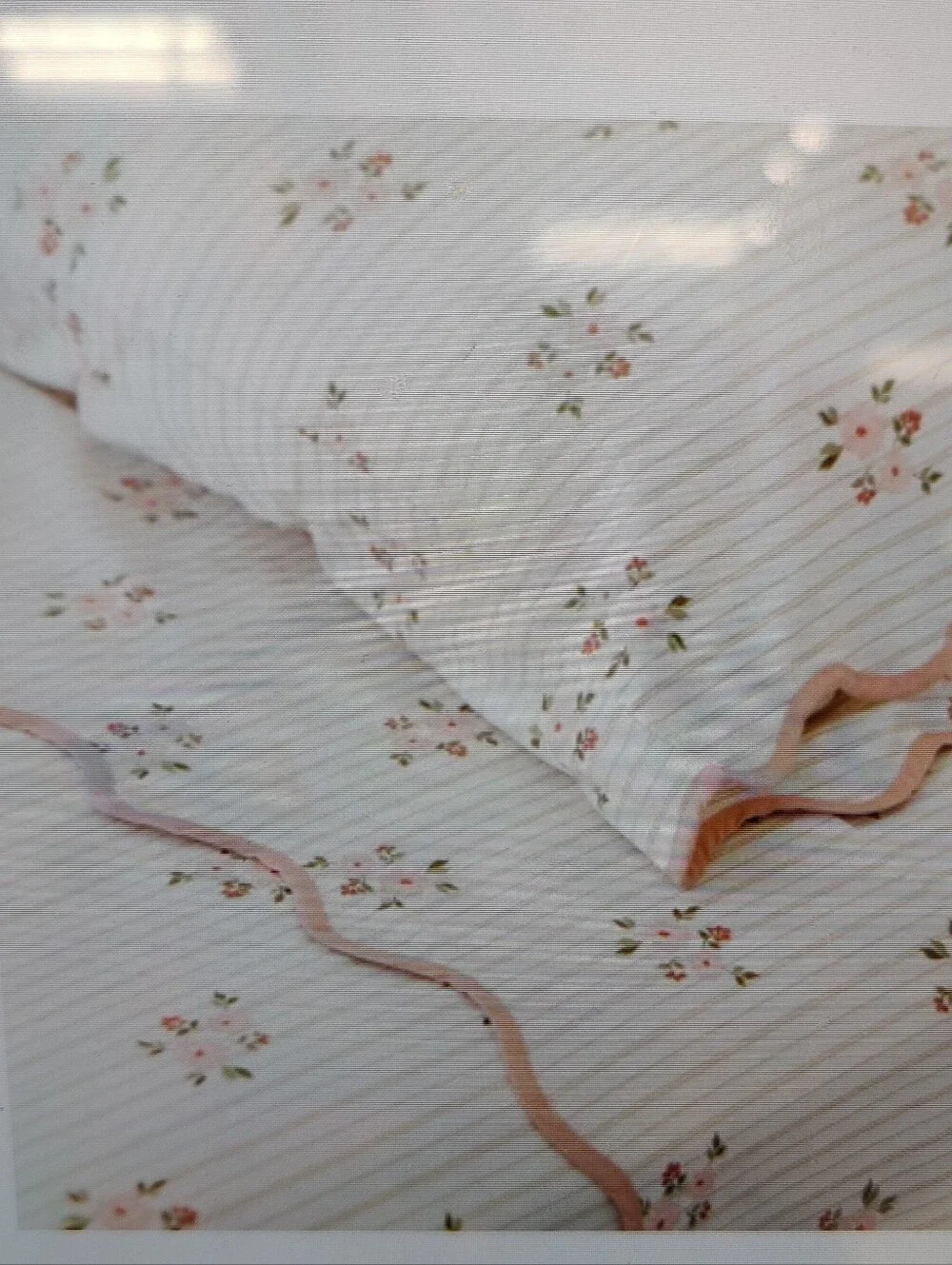 New!Y2K Gathre Floral Whimsical Stripe Cotton Full Sheet Set Cottagecore Chic